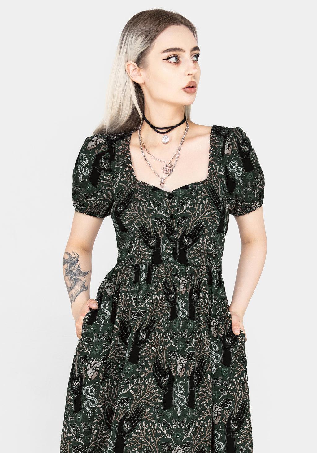 Hemlock Button Front Midi Dress - Green Product Image