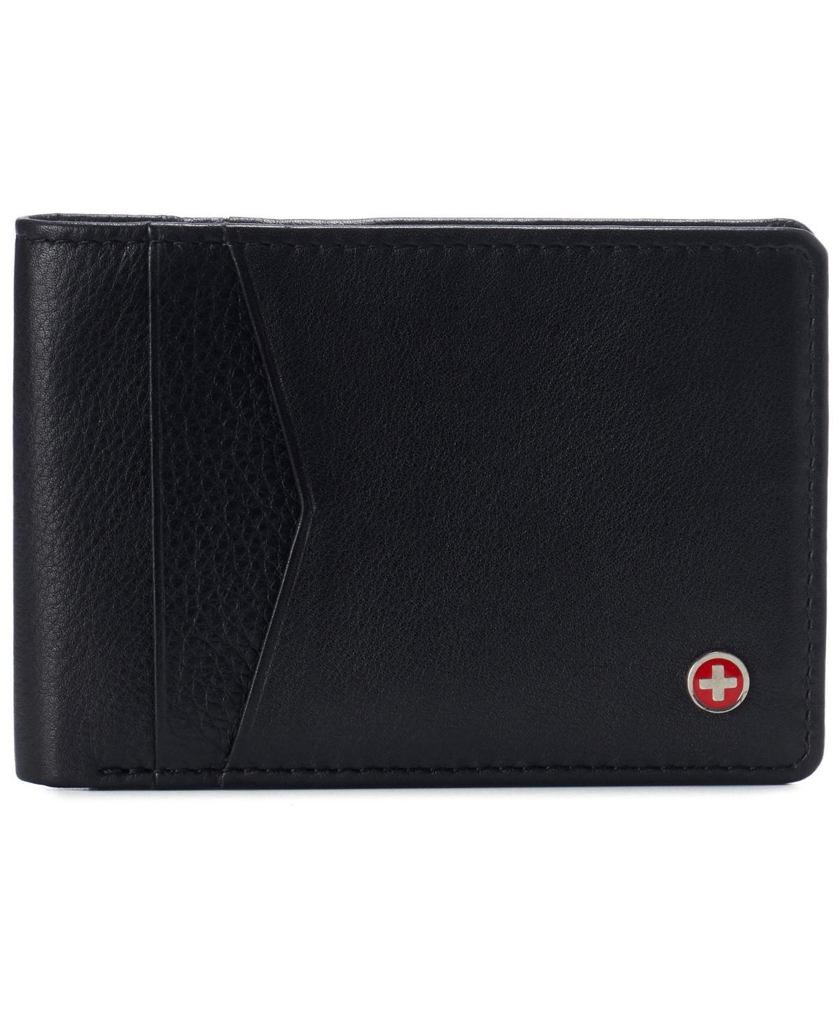 Alpine Swiss Delaney Men’s Slimfold RFID Protected Wallet Nappa Leather Comes in a Gift Box Black Product Image