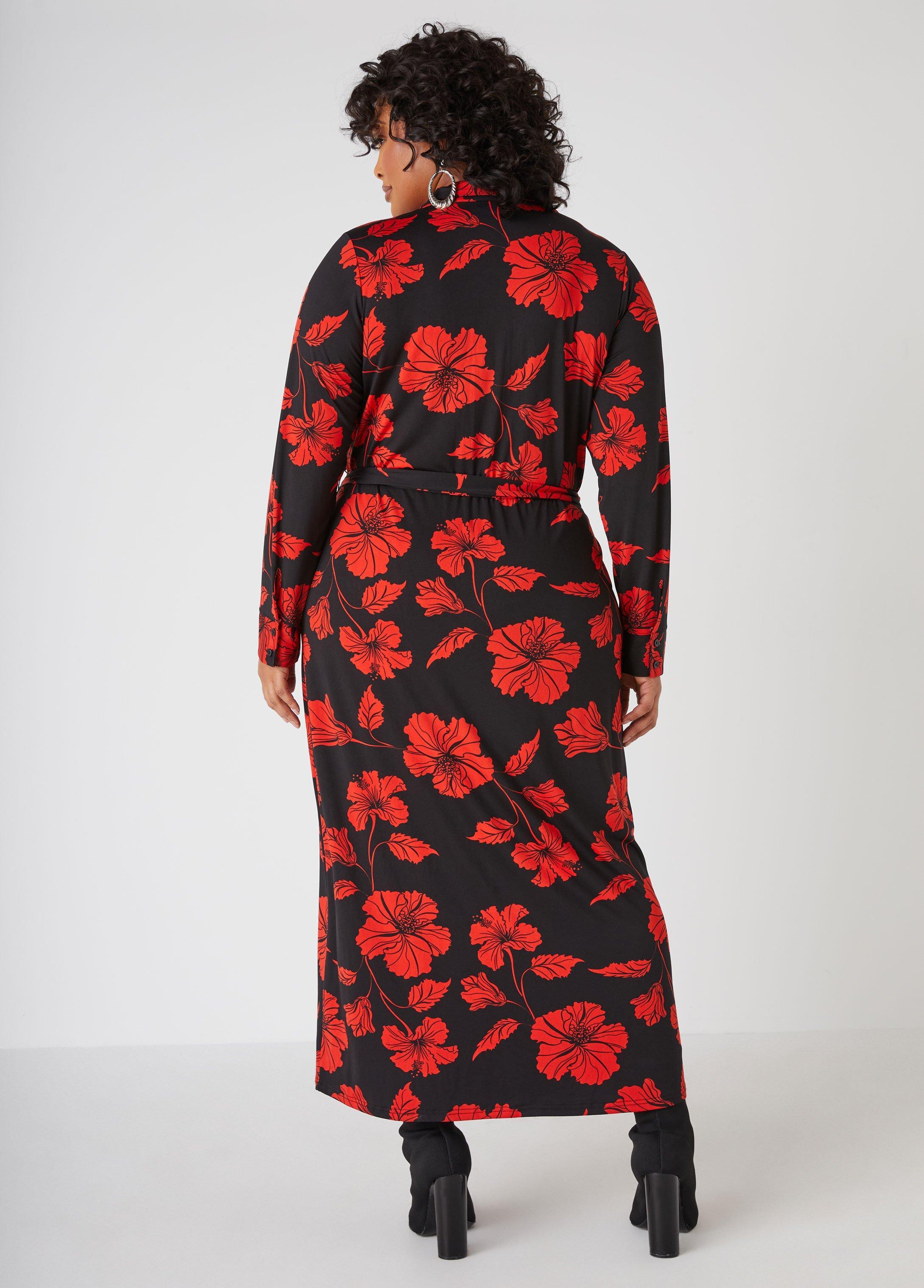 Plus Size Floral Maxi Shirtdress Ashley Stewart Product Image