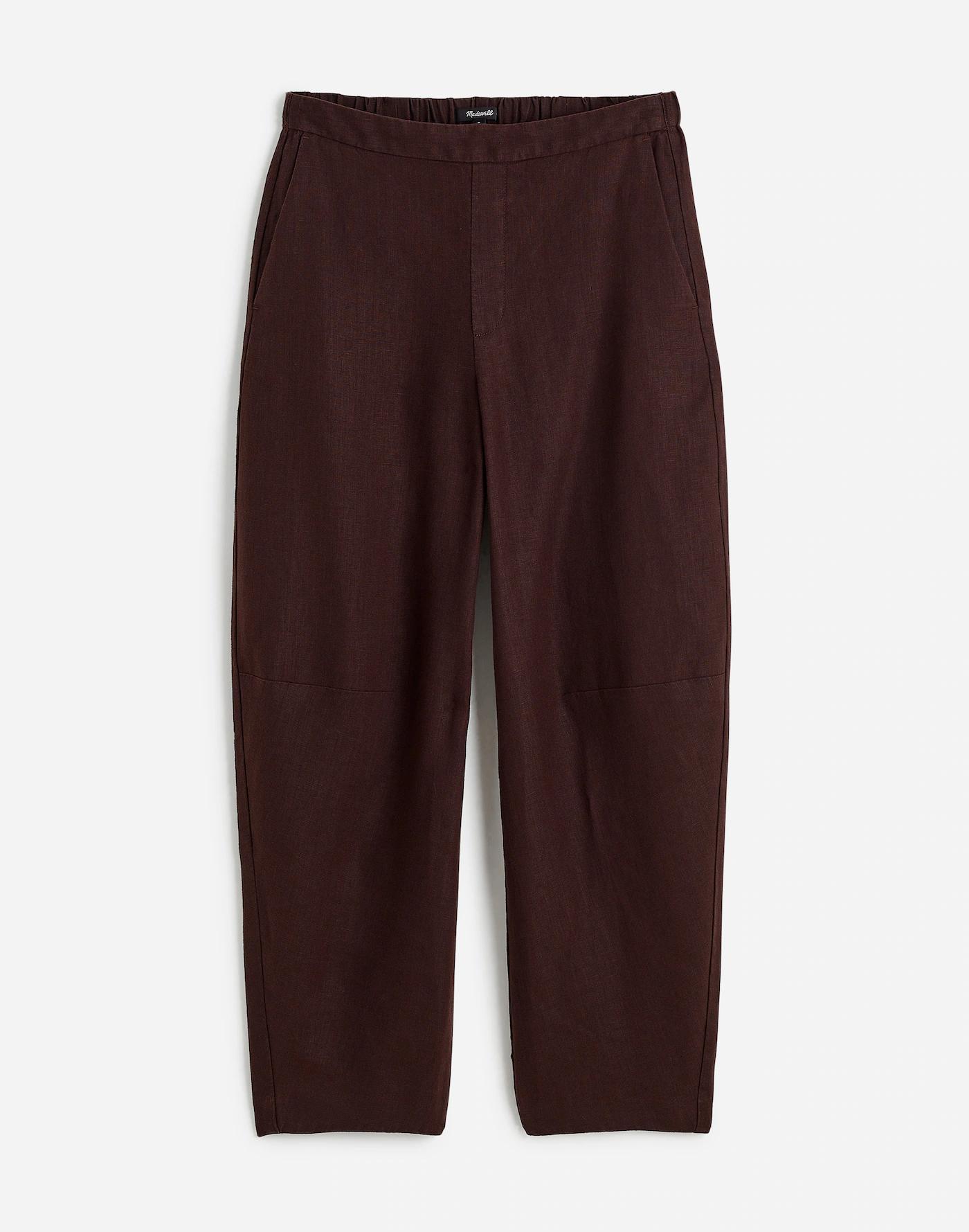 Petite Pull-On Barrel Pants in 100% Linen Product Image