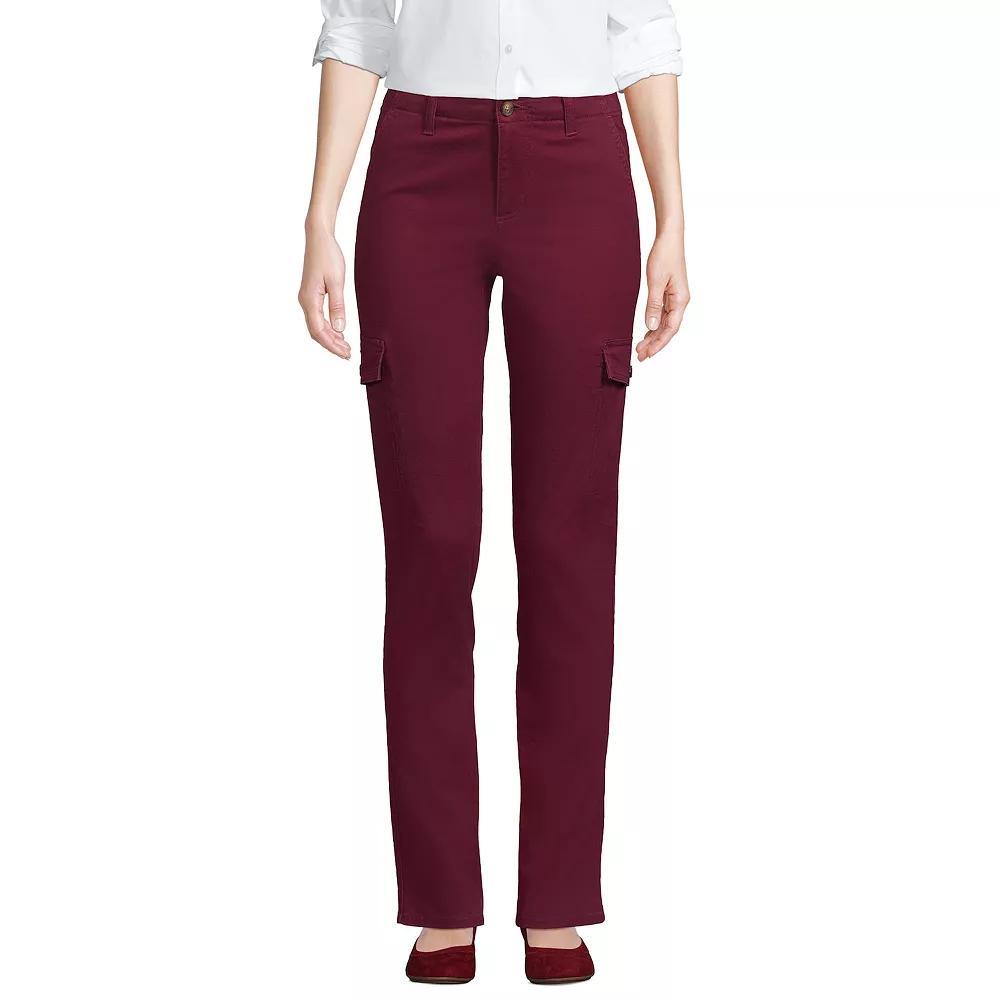 Women's Lands' End Mid Rise Slim Cargo Chino Pants, Size: 10, Rich Red Product Image