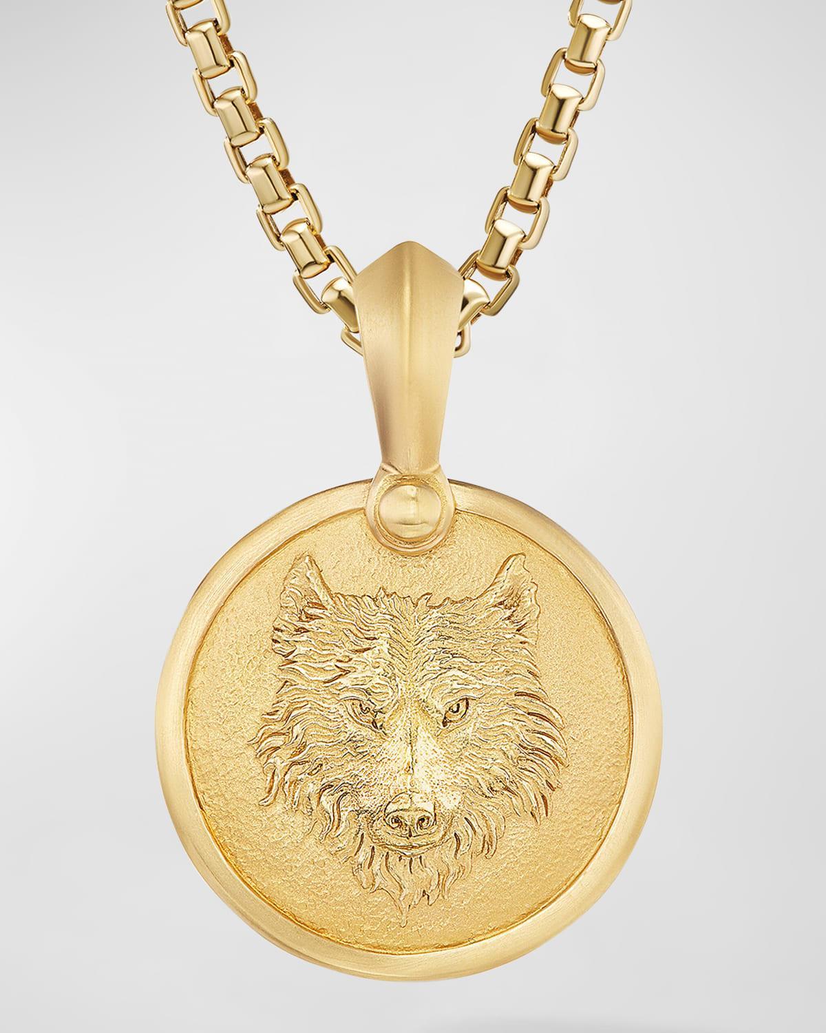 Mens Petrvs Wolf Amulet in 18K Yellow Gold Product Image