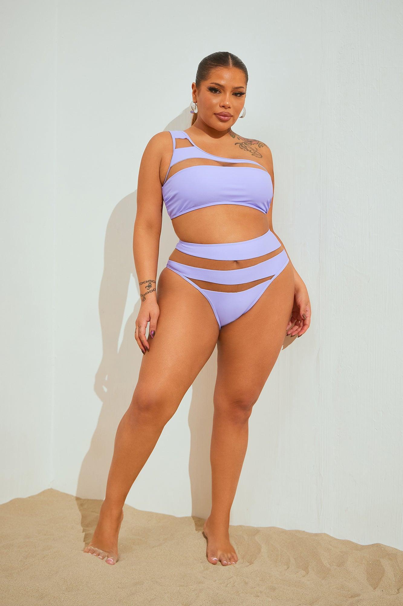 Island Hideout Cutout Mesh 2 Piece Bikini - Purple Product Image
