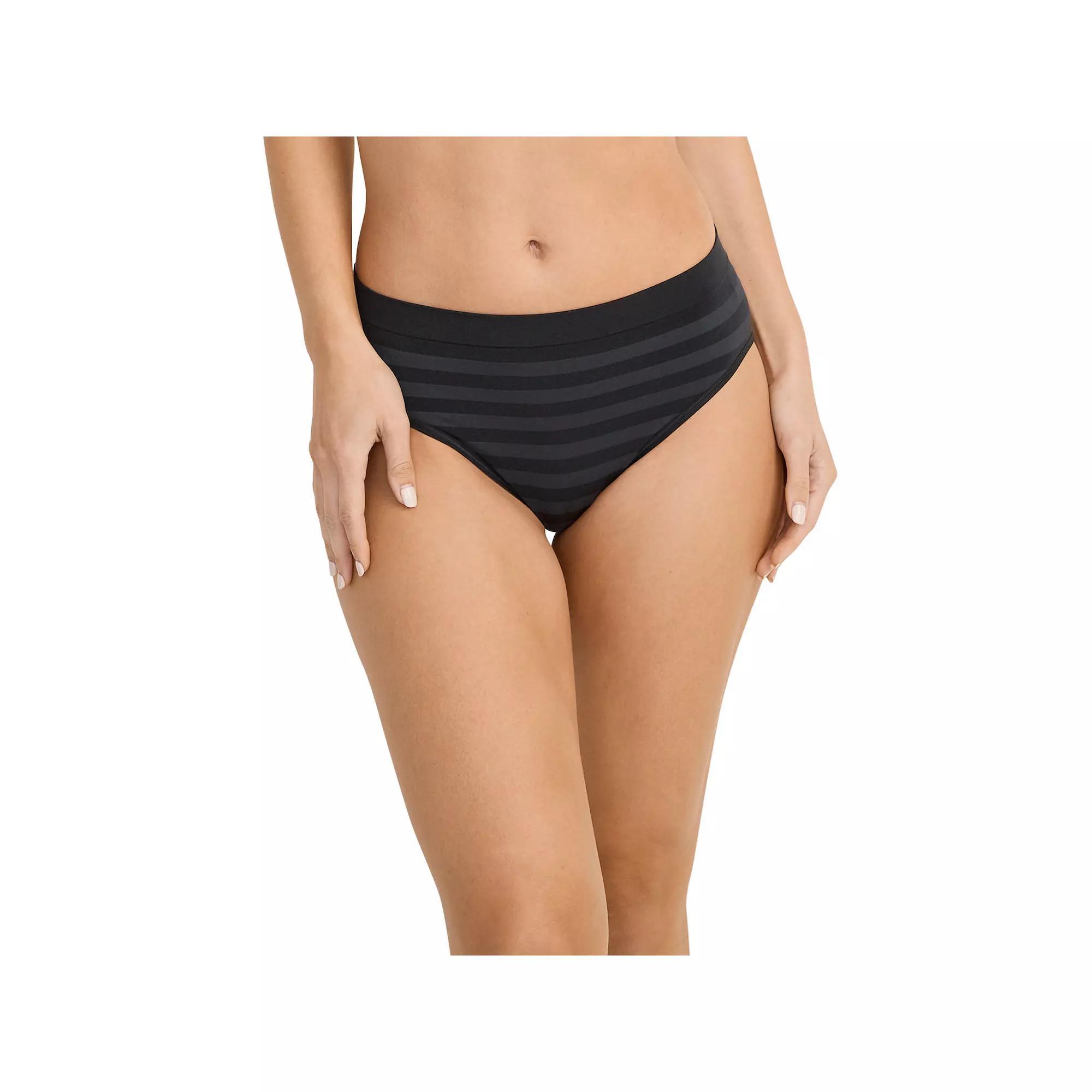Women's Jockey® Seamfree® Hi-Cut Panty 3788, Size: XXL, Black Stripe Product Image