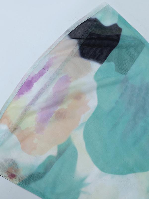 Irregular Print Mesh Bandeau Top Product Image