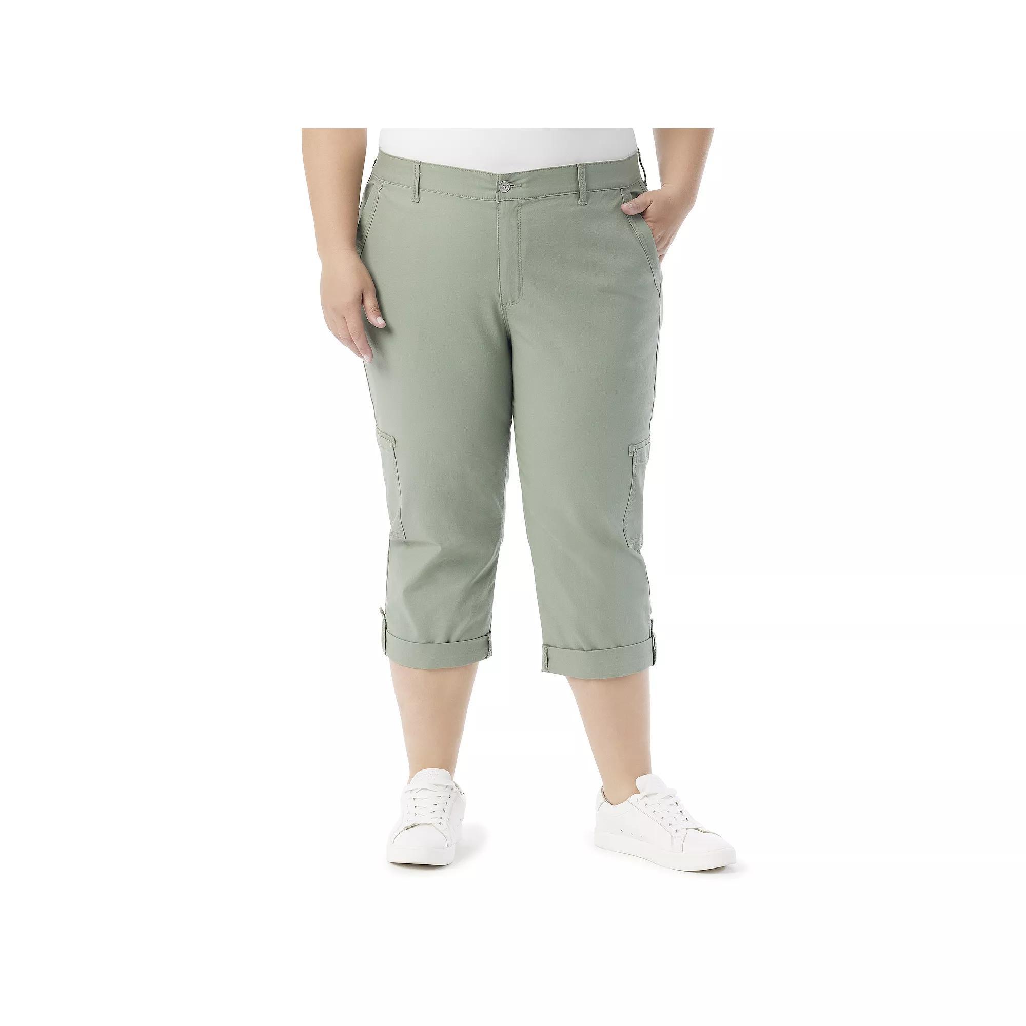 Plus Size Gloria Vanderbilt Cargo Capris, Womens Garden Green Product Image