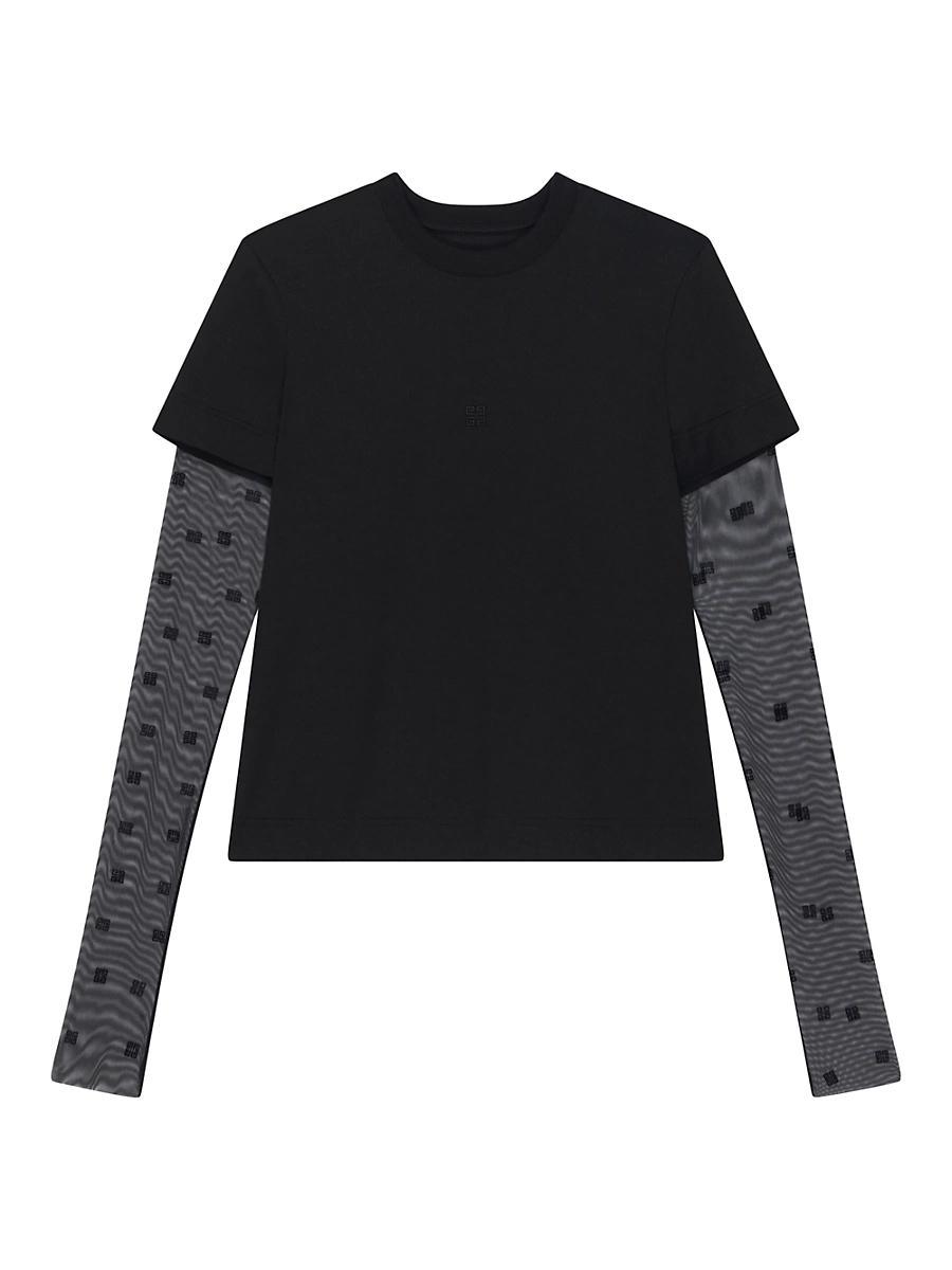 Womens Classic Fit T-Shirt in Bi-Material 4G Pattern Product Image