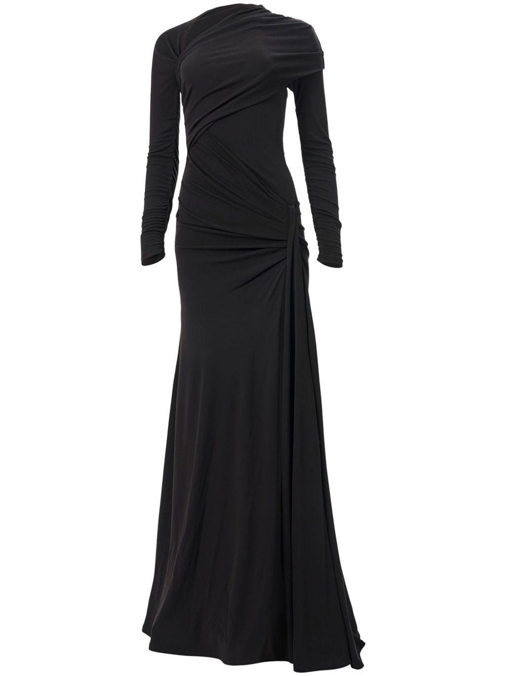 long-sleeve draped gown Product Image