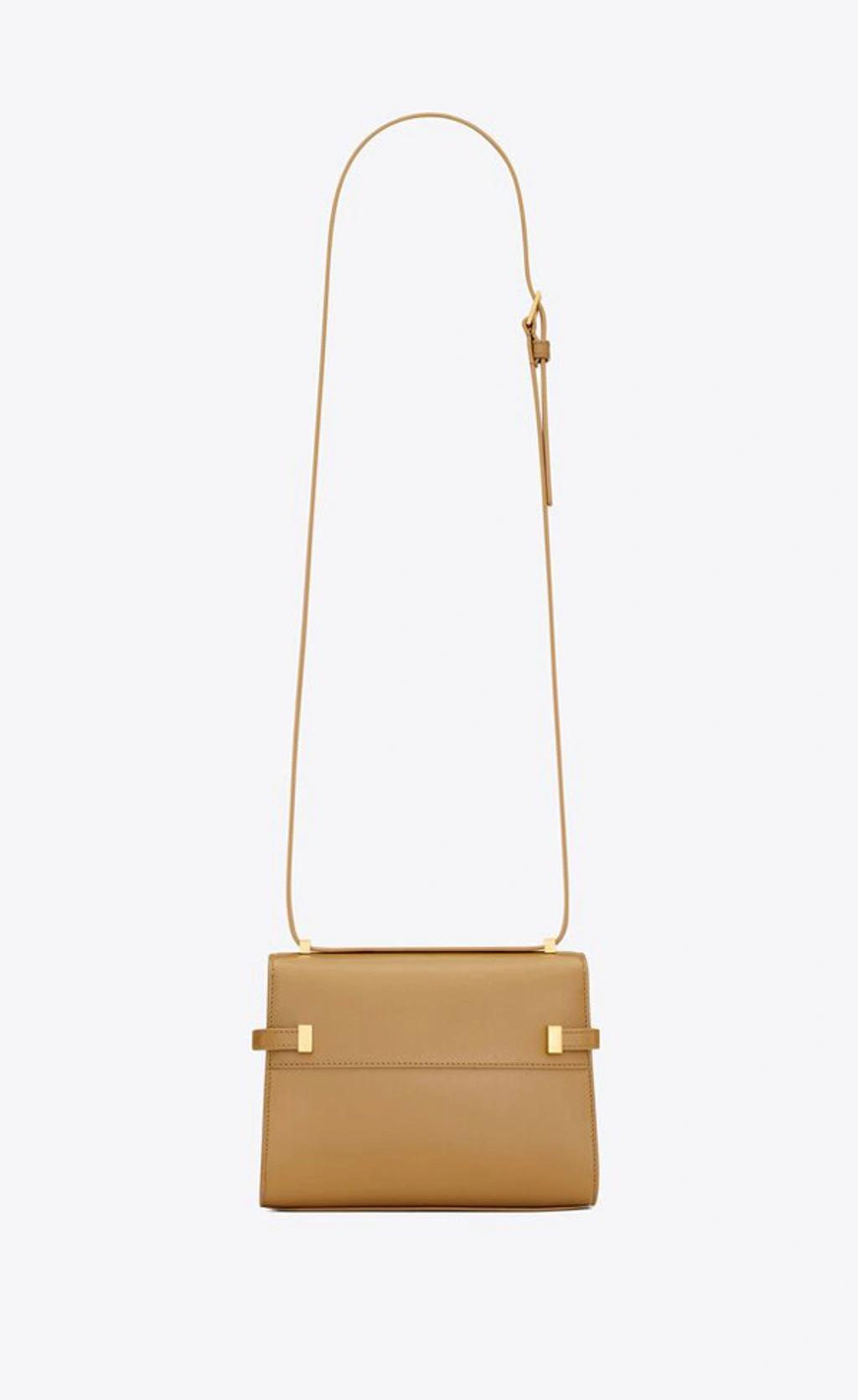 SAINT LAURENT Women Mini Manhattan Leather Crossbody Bag In Tabac Brown Product Image