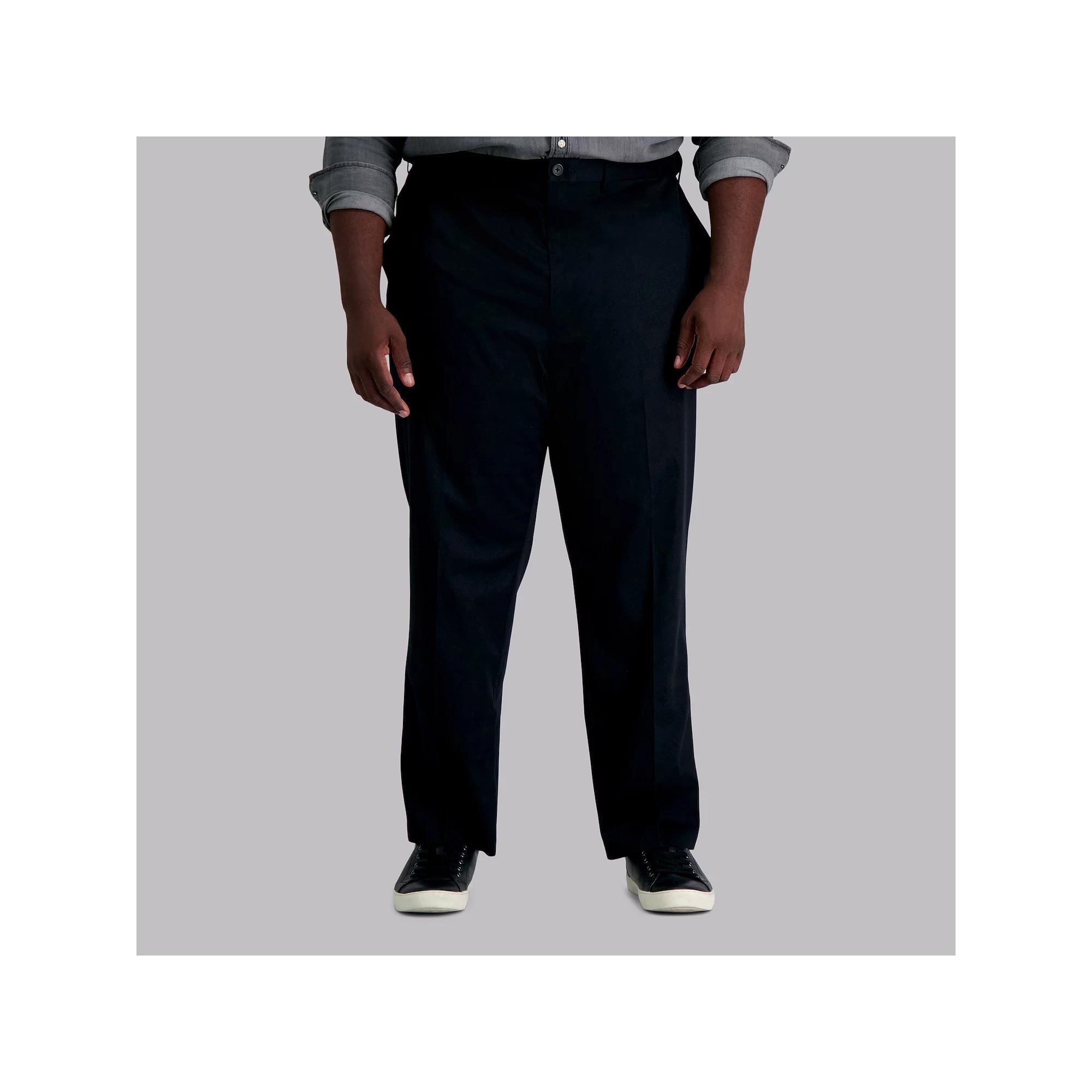 Big & Tall Haggar® Premium No-Iron Khaki Stretch Classic-Fit Flat-Front Expandable Waist Pants, Men's,  Product Image