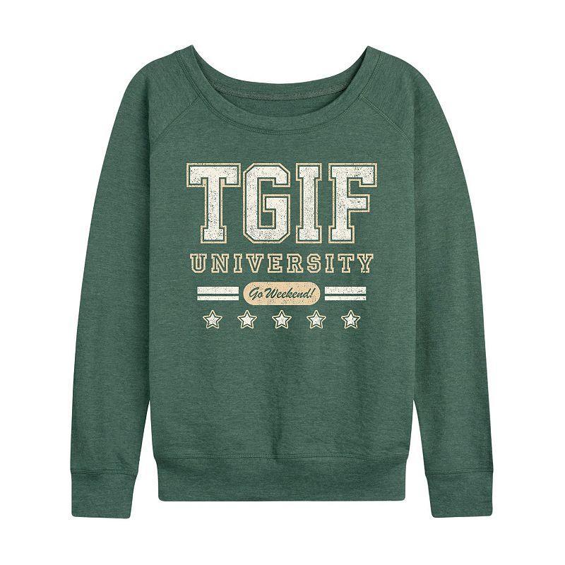 Women's TGIF University French Terry Long Sleeve Tee, Girl's, Size: Medium, Grey Indigo Product Image