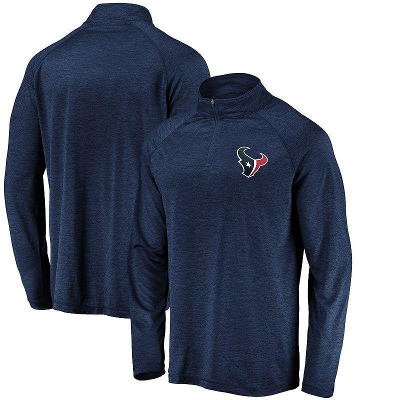 Mens Fanatics Branded Houston Texans Striated Primary Logo Raglan Quarter-Zip Pullover Jacket Blue Product Image