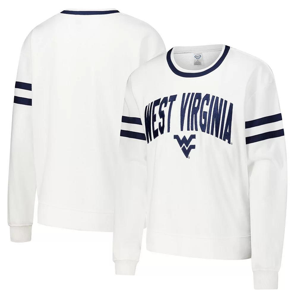 Women's Concepts Sport White West Virginia Mountaineers Borough French Terry Arch Over Long Sleeve T-Shirt,  Product Image