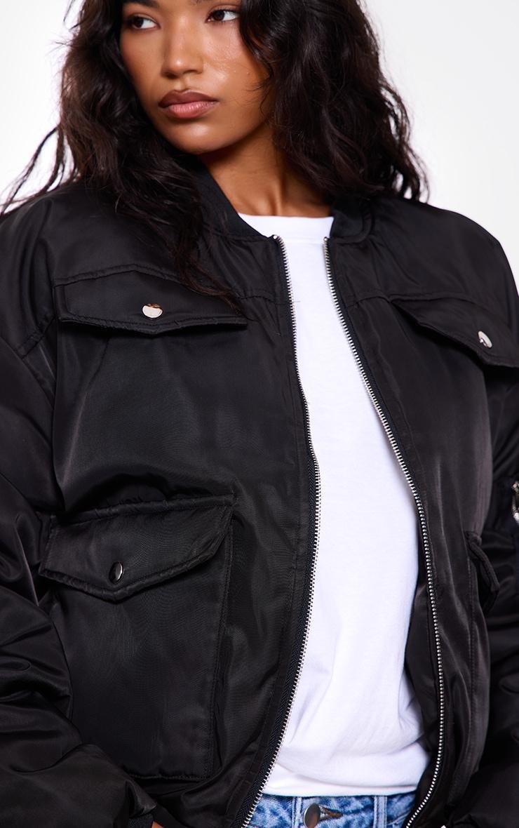 Black Oversized Bomber Jacket Product Image