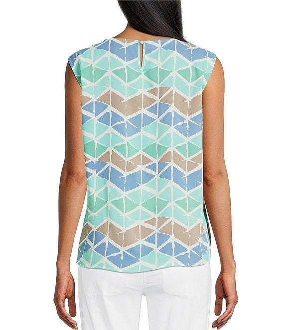 Multiples Woven Printed Scoop Neck Sleeveless Fitted Tank Top Product Image