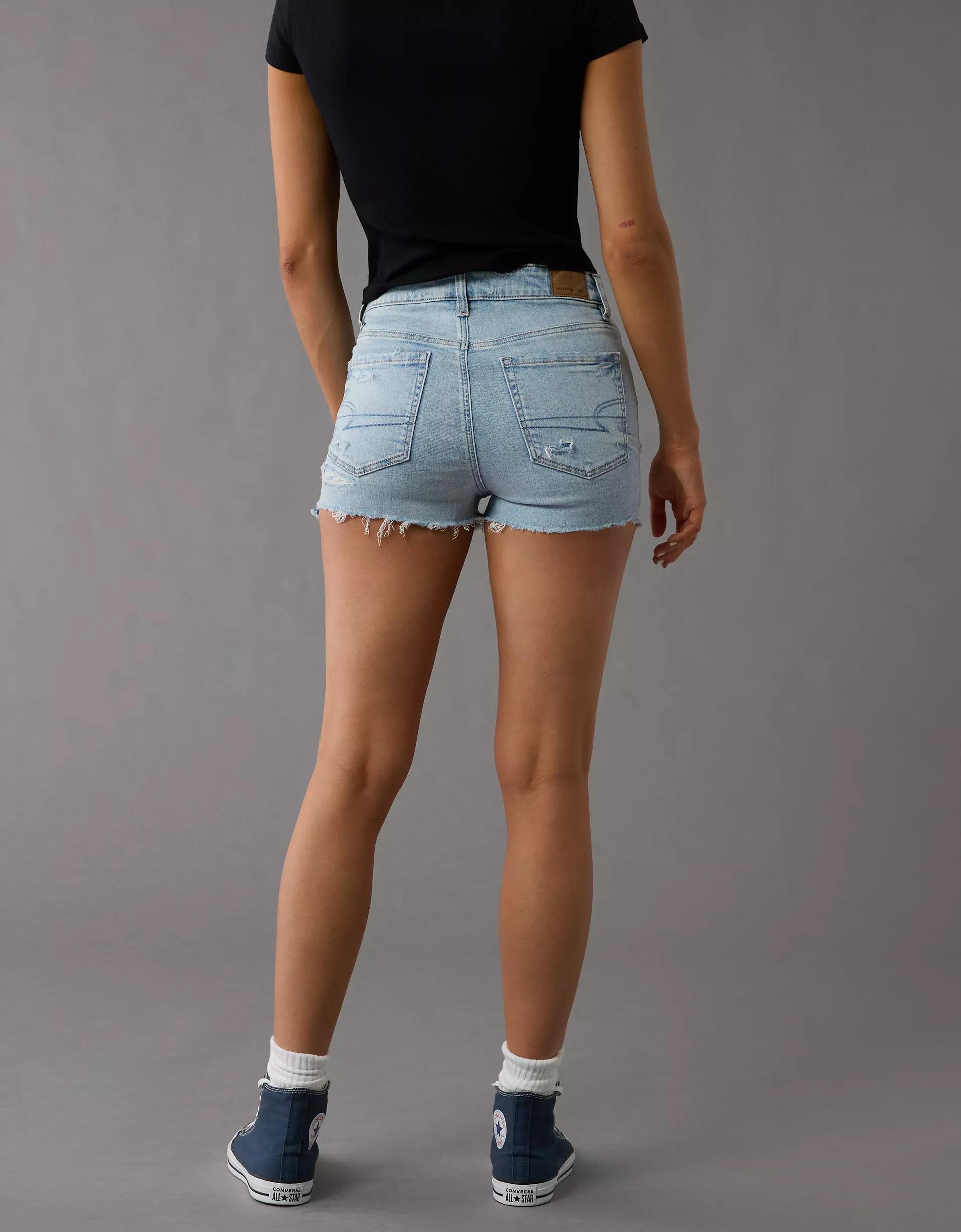 AE Next Level Patched Super High-Waisted Denim Short Short Product Image