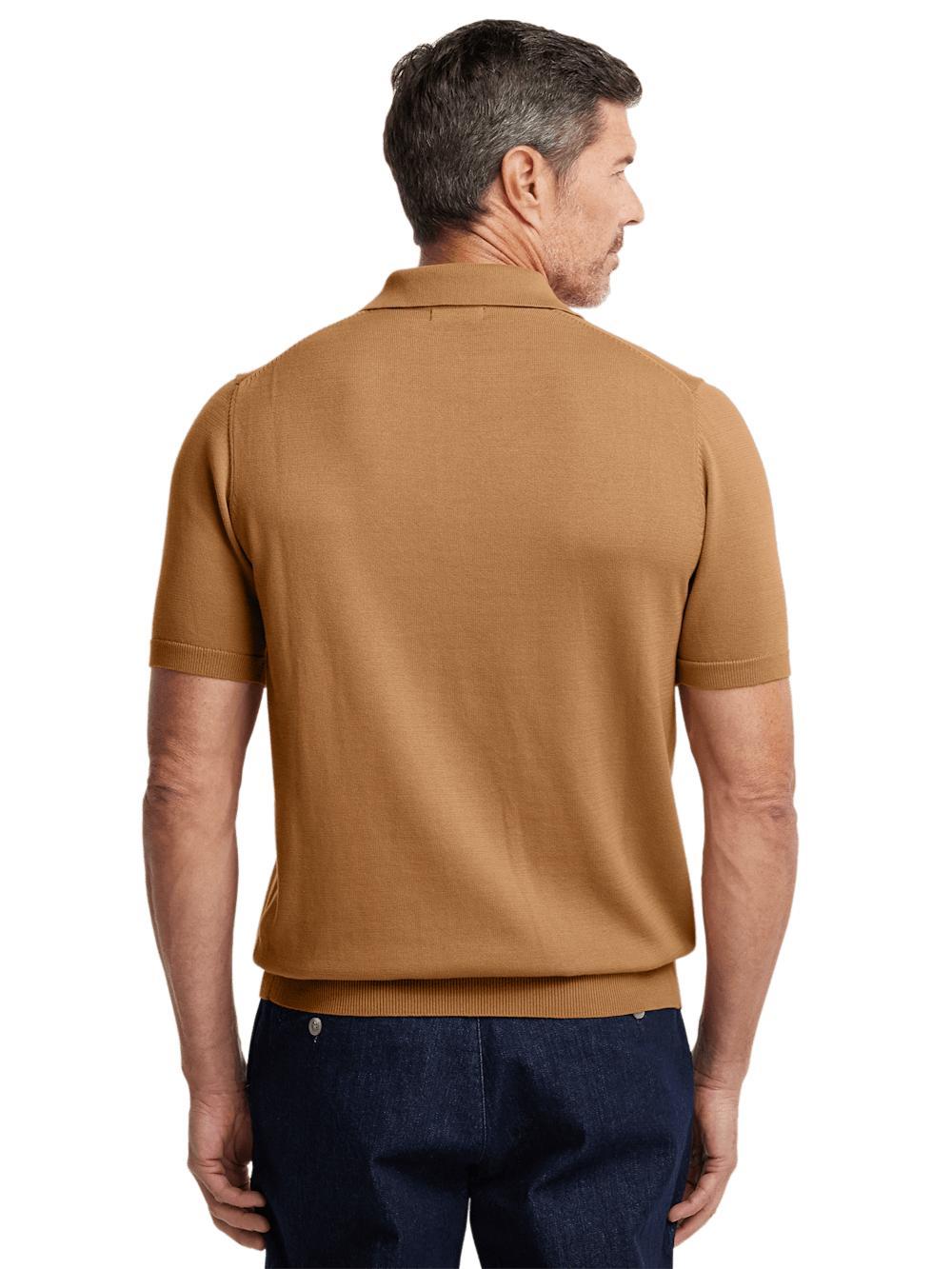 Supima Cotton Three Button Polo - Light Brown Product Image