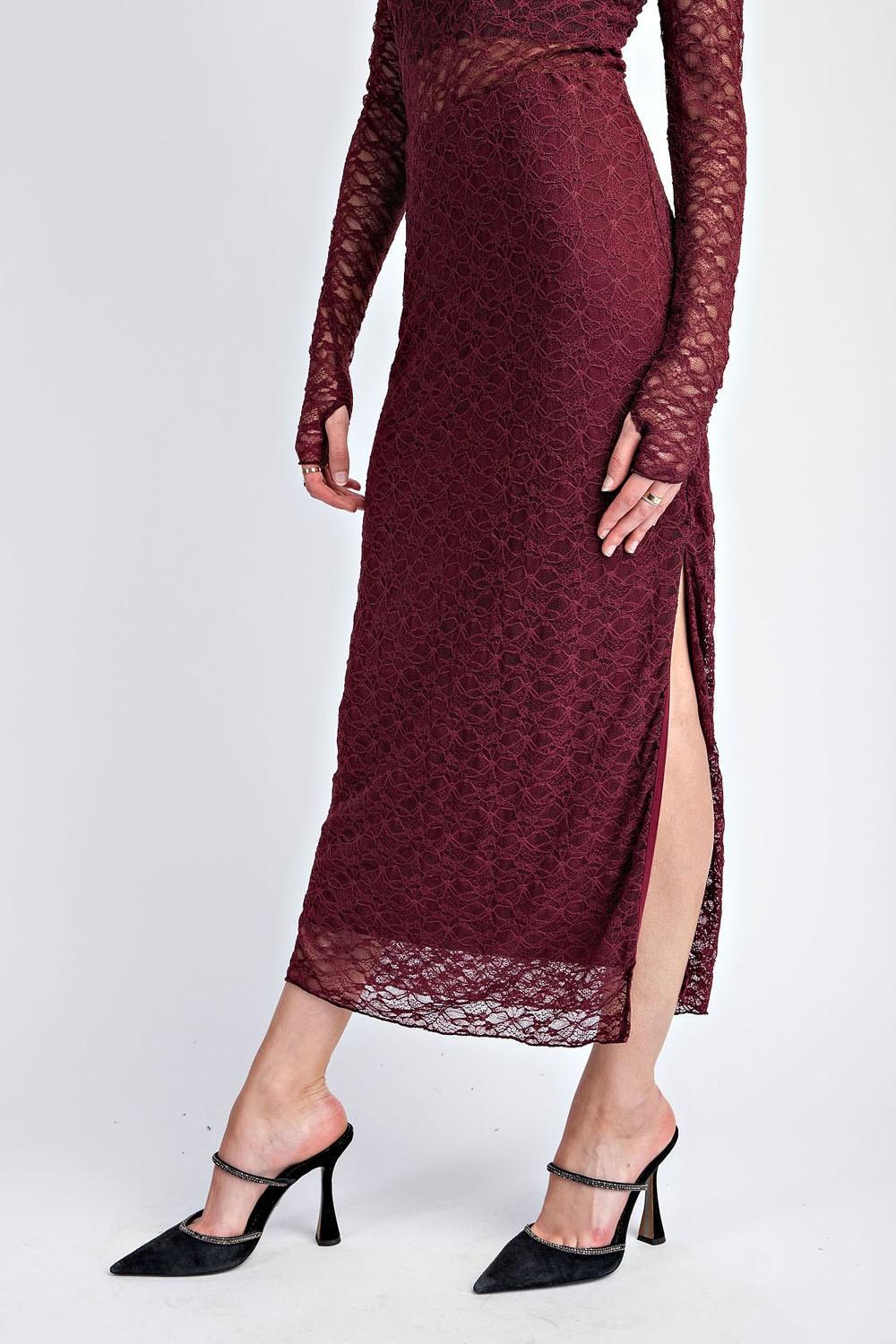 Lace Side Slit Maxi Skirt Product Image