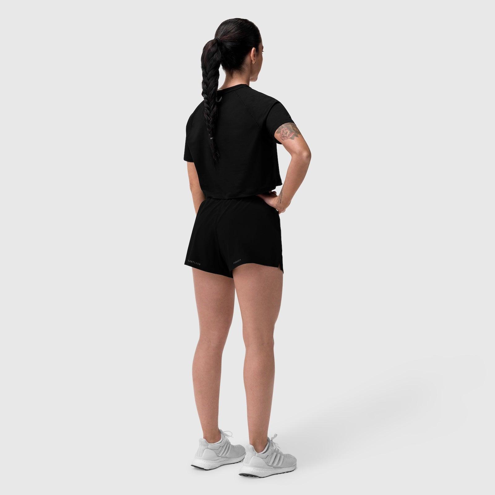 W018. AeroSilver® Cropped Tee - Black "ASRV" Product Image