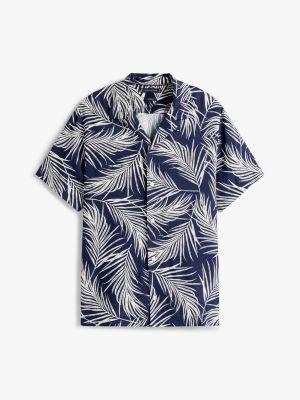 Regular Fit Tropic Leaf Print Camp Shirt Product Image