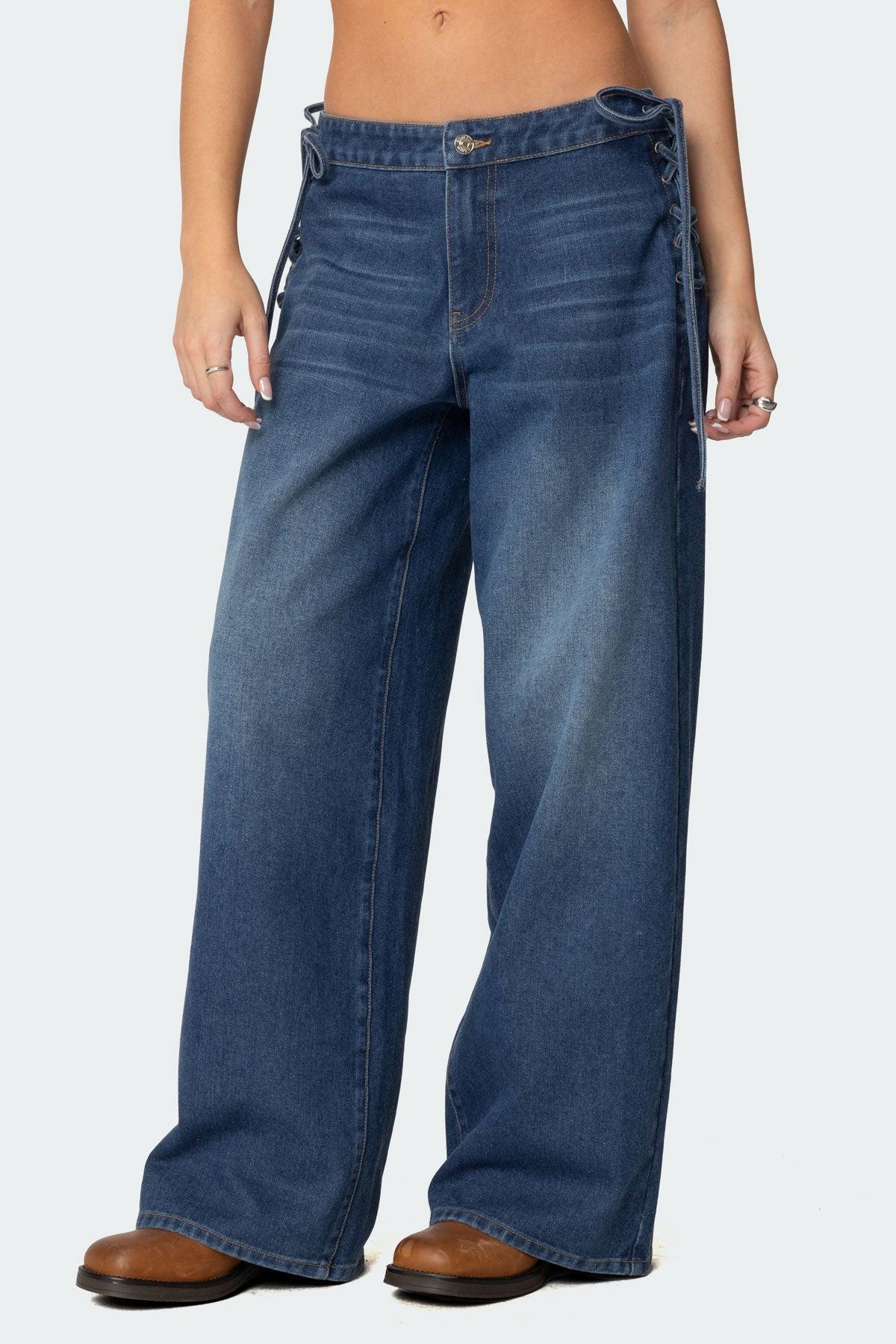 Katt Lace Up Baggy Jeans Product Image