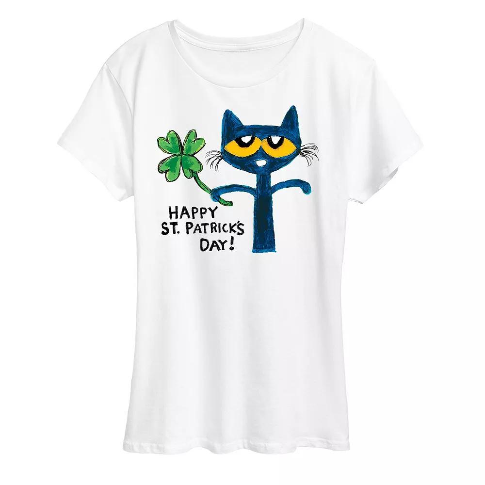 Women's Pete The Cat Happy St. Patricks Day Graphic Tee, Size: Small, White Product Image