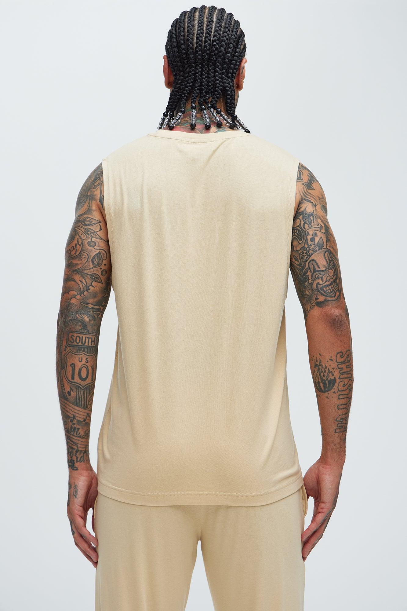 Essential Modal Lounge Sleeveless Muscle Tee - Khaki Product Image