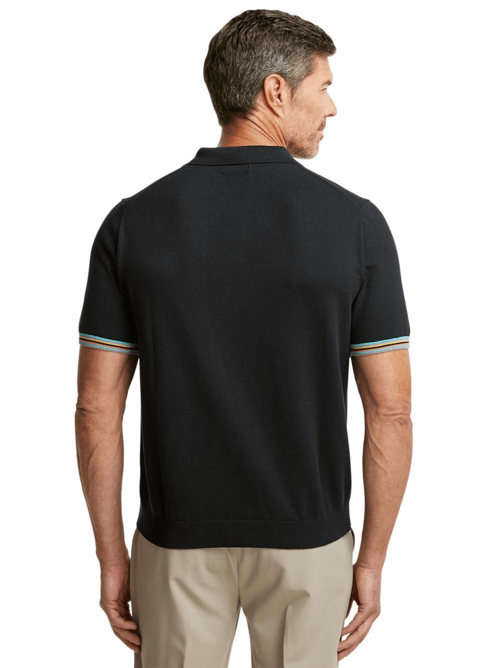 Cotton Three Button Polo - Black Product Image