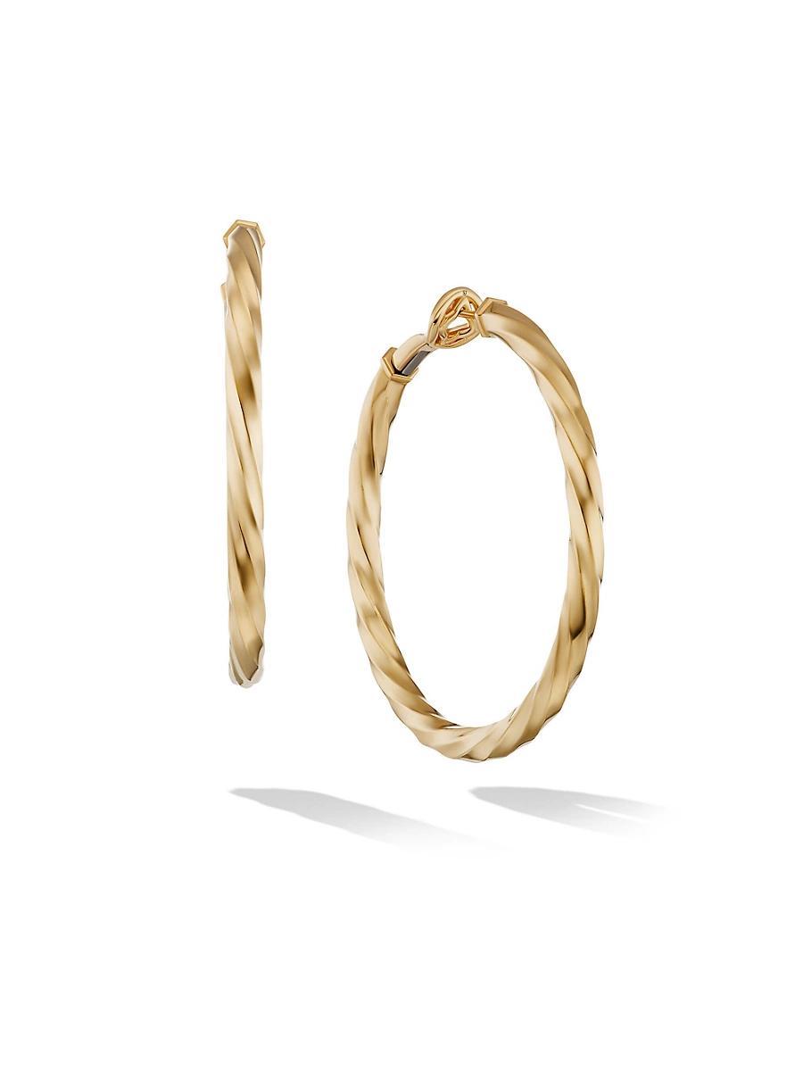 Womens Cable Edge Hoop Earrings In 18K Yellow Gold Product Image