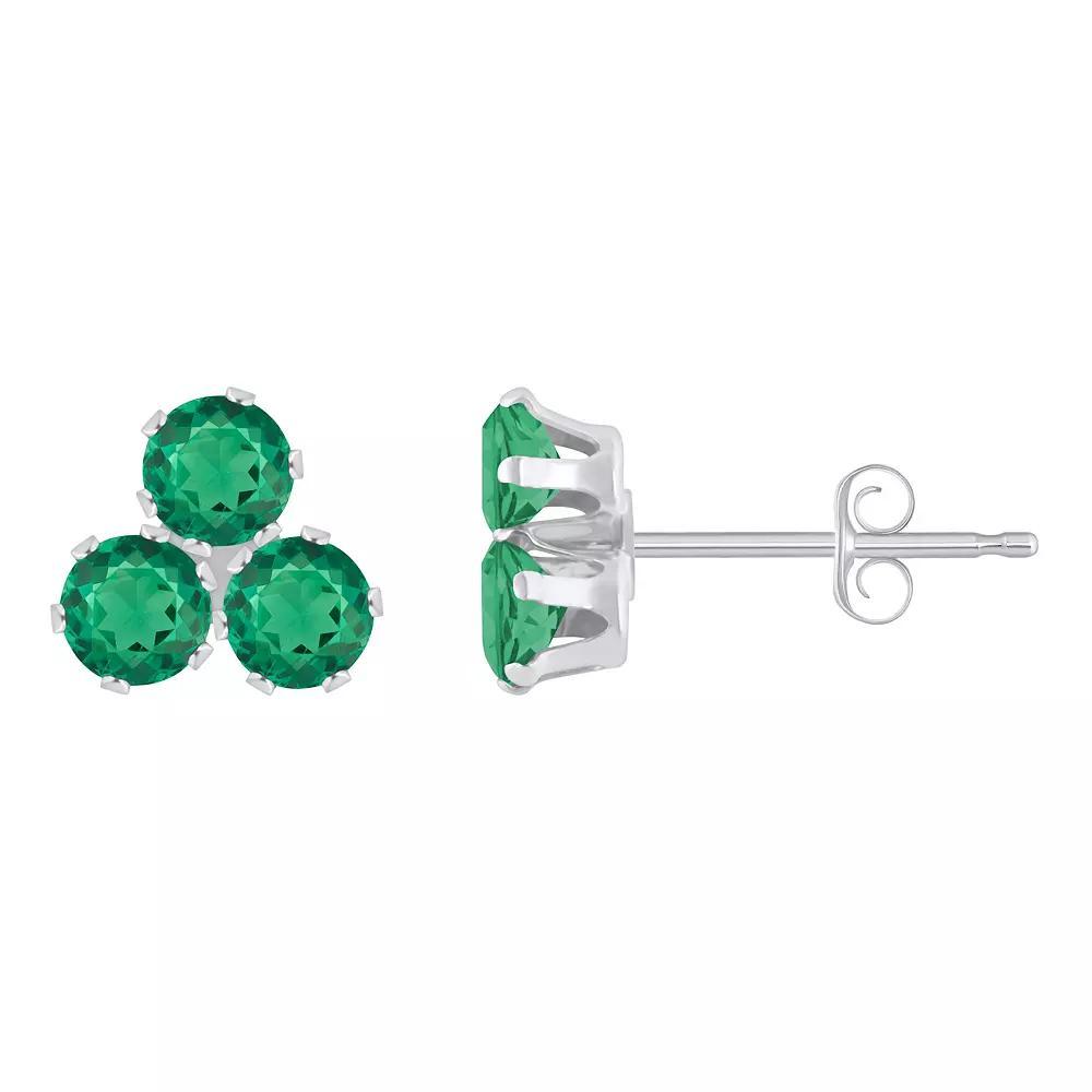 Celebration Gems 10k White Gold Round Lab-Created Gemstone Cluster Stud Earrings, Women's, Created Green Product Image