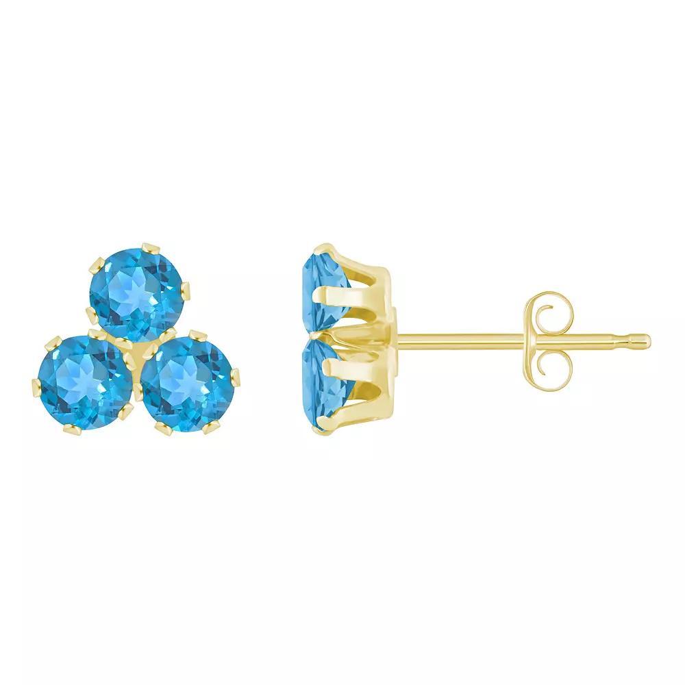 Celebration Gems 10k Gold Round Gemstone Cluster Stud Earrings, Women's, Blue Topaz Product Image