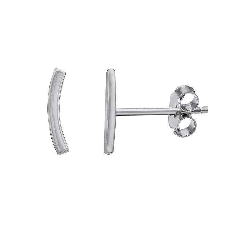 PRIMROSE Sterling Silver Polished Curved Bar Stud Earrings, Women's, Silver Tone Product Image