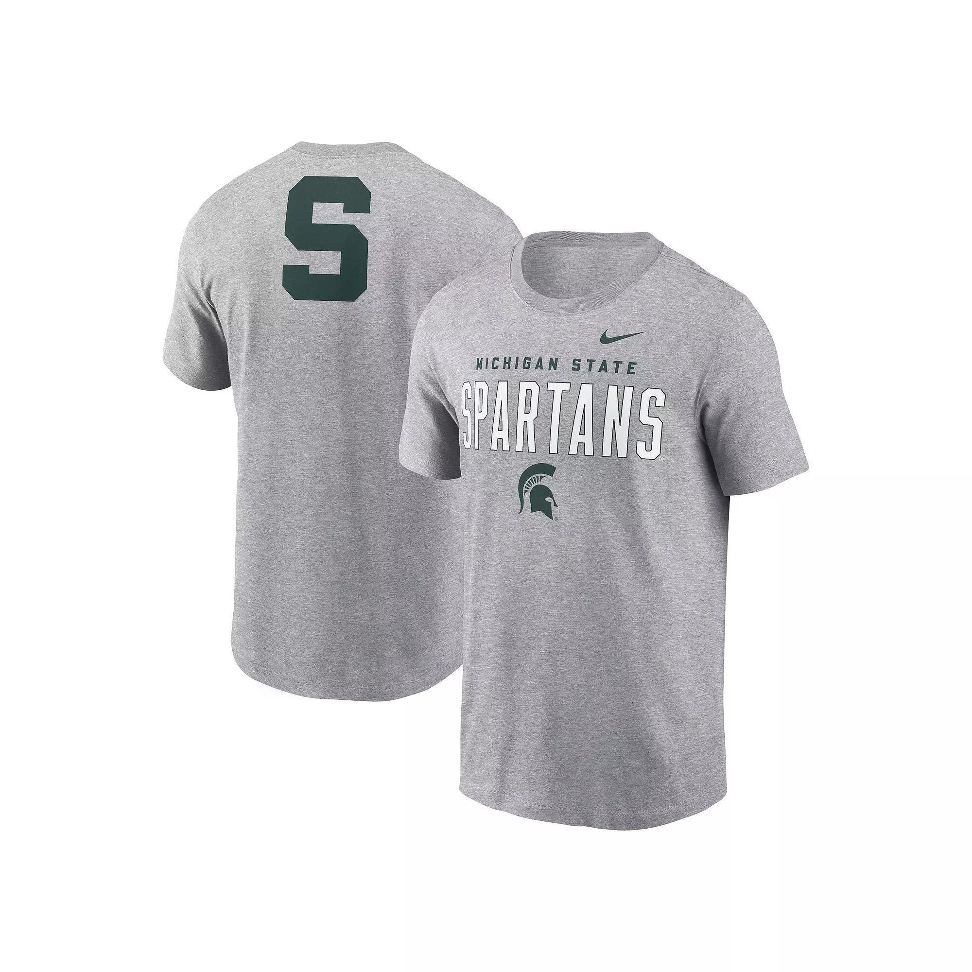 Men's Nike Heather Gray Michigan State Spartans Campus 2-Hit Primary Mascot T-Shirt,  Product Image