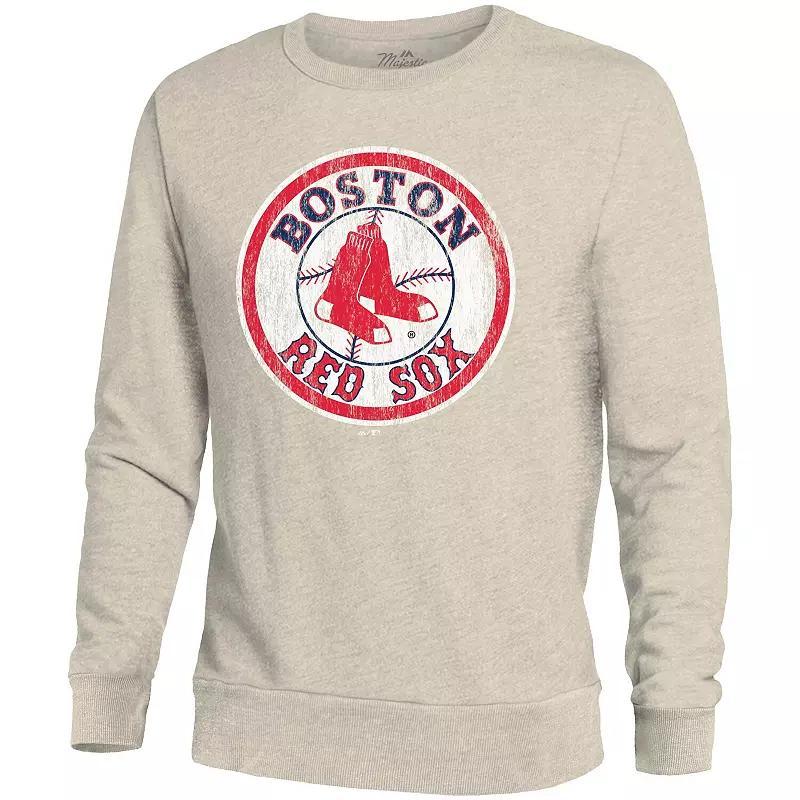 Men's Majestic Threads Oatmeal Boston Red Sox Fleece Pullover Sweatshirt, Size: 3XL, Team Product Image