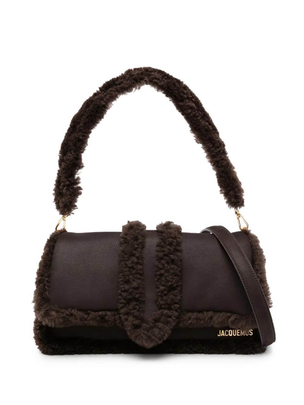 JACQUEMUS Le Bambidou Shearling Shoulder Bag In Brown Product Image