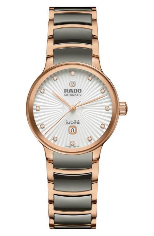 RADO Womens Centrix Automatic Diamonds Two Tone Stainless Steel Bracelet Watch Product Image