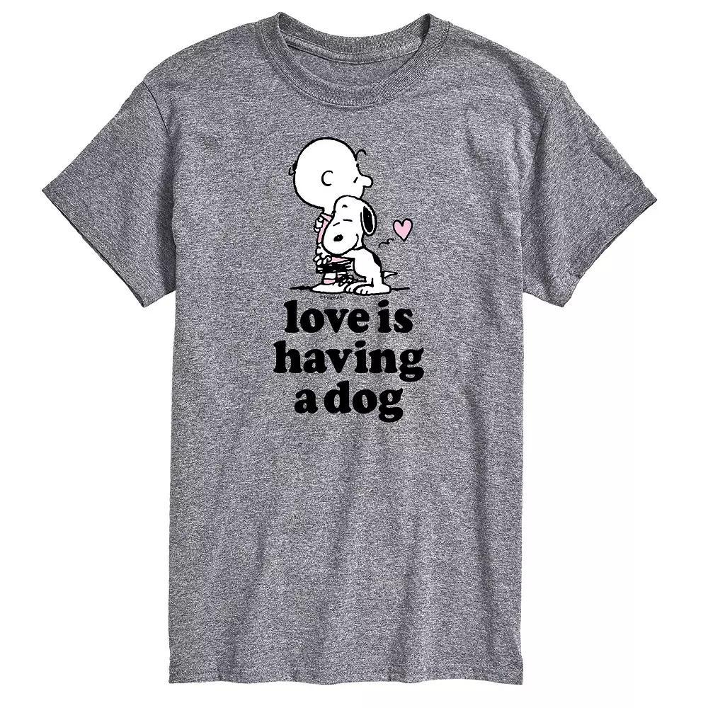 Men's Peanuts Love Is Having Dog Tee, Size: Small, Gray Product Image