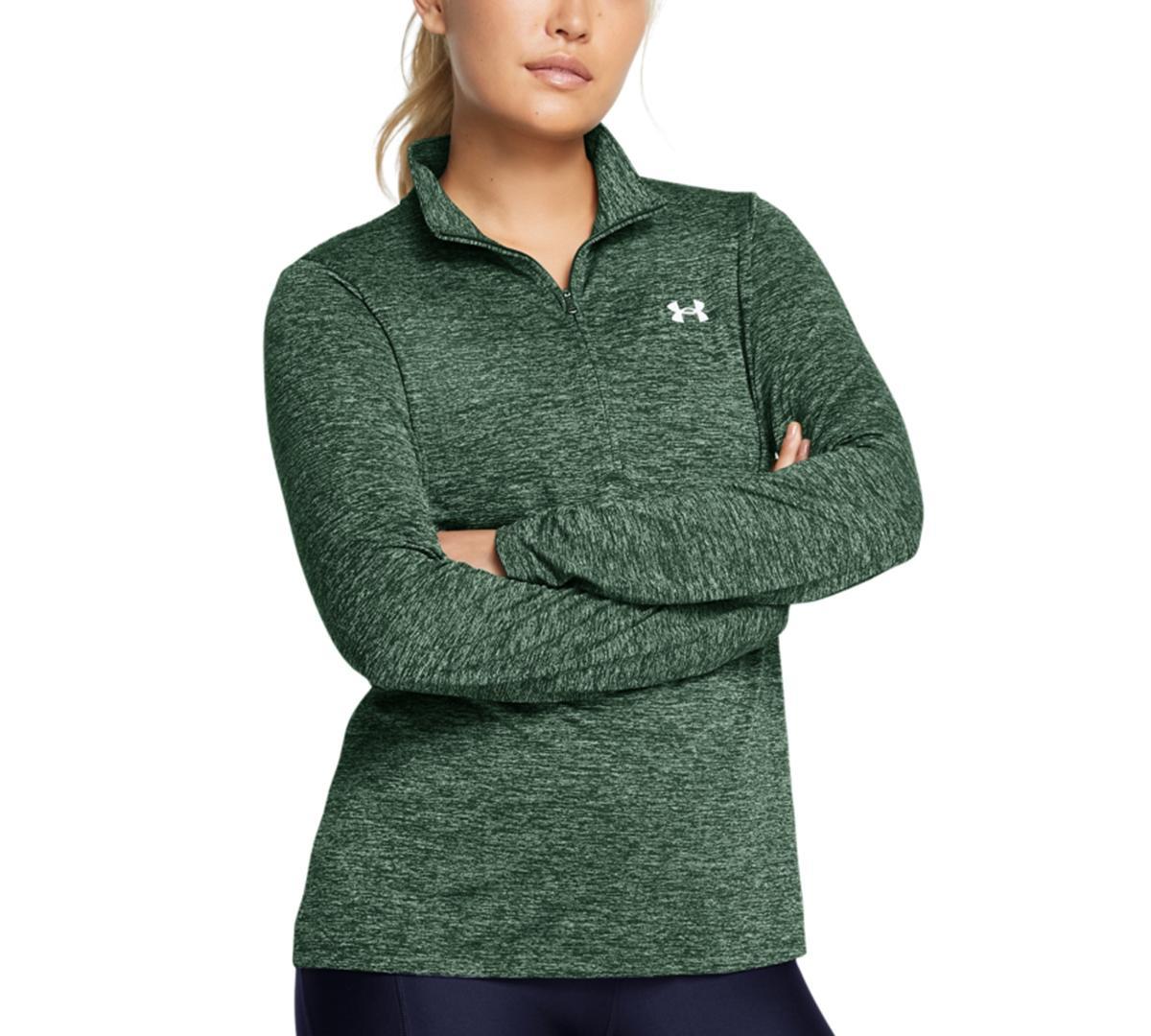 Under Armour Womens Twist Tech Quarter-Zip Logo Top - Halo Gray / Product Image