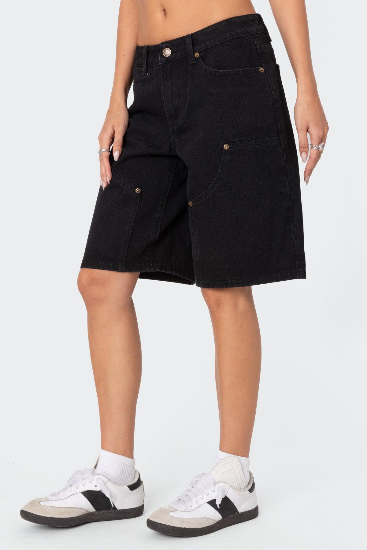 Jacqui Low Rise Denim Bermuda Shorts Product Image