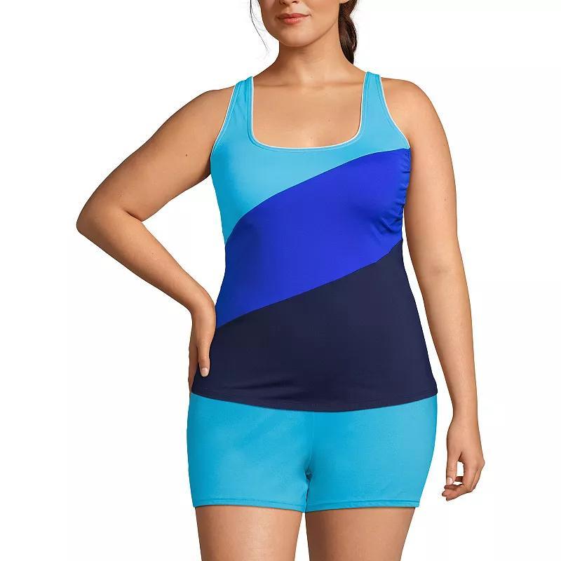 Plus Size Lands End Bust Minimizer UPF 50 Tankini Swimsuit Top, Womens Product Image