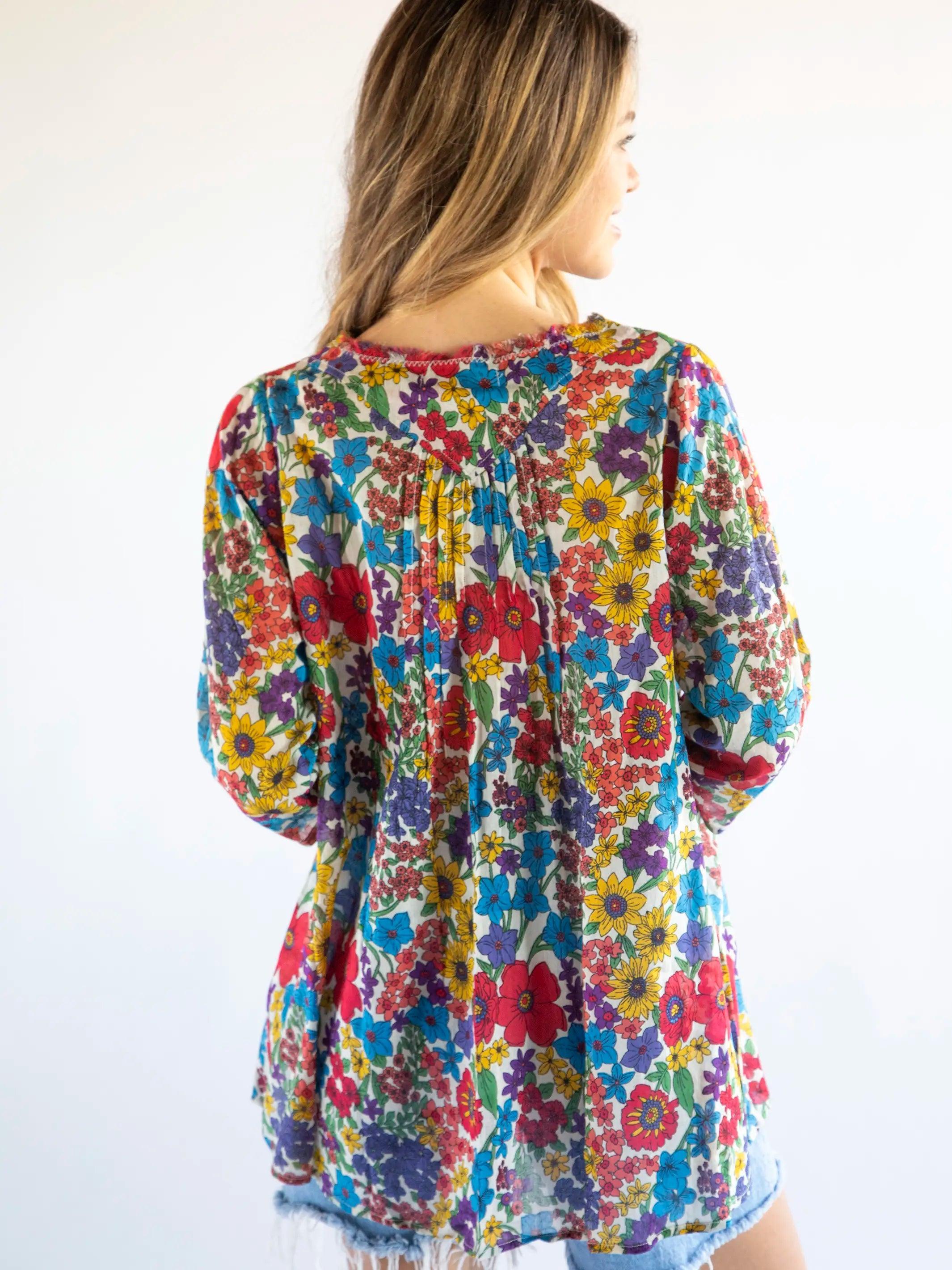 Cotton Tunic-In-A-Bag - Red Yellow Blue Floral Product Image