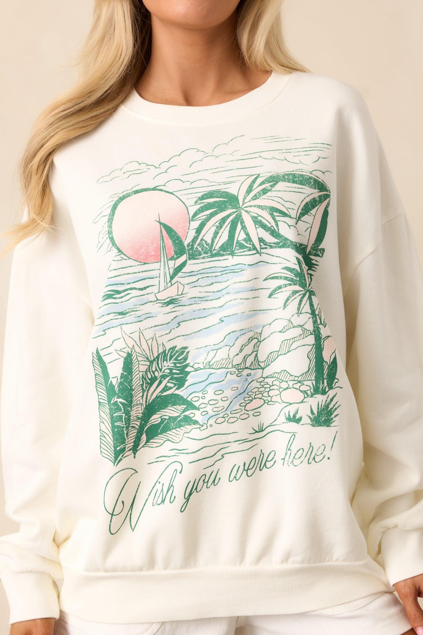 Z Supply Wishes Sea Salt Ivory Sunday Sweatshirt Product Image