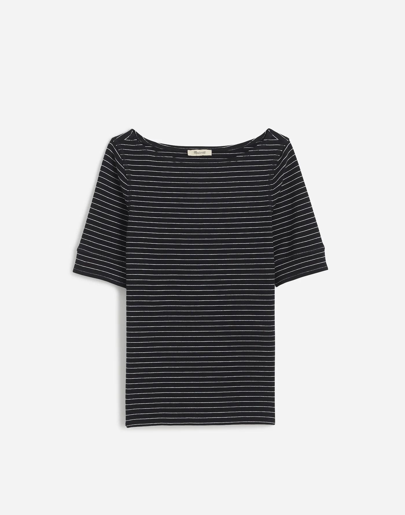 Ribbed Boatneck Tee in Stripe Product Image