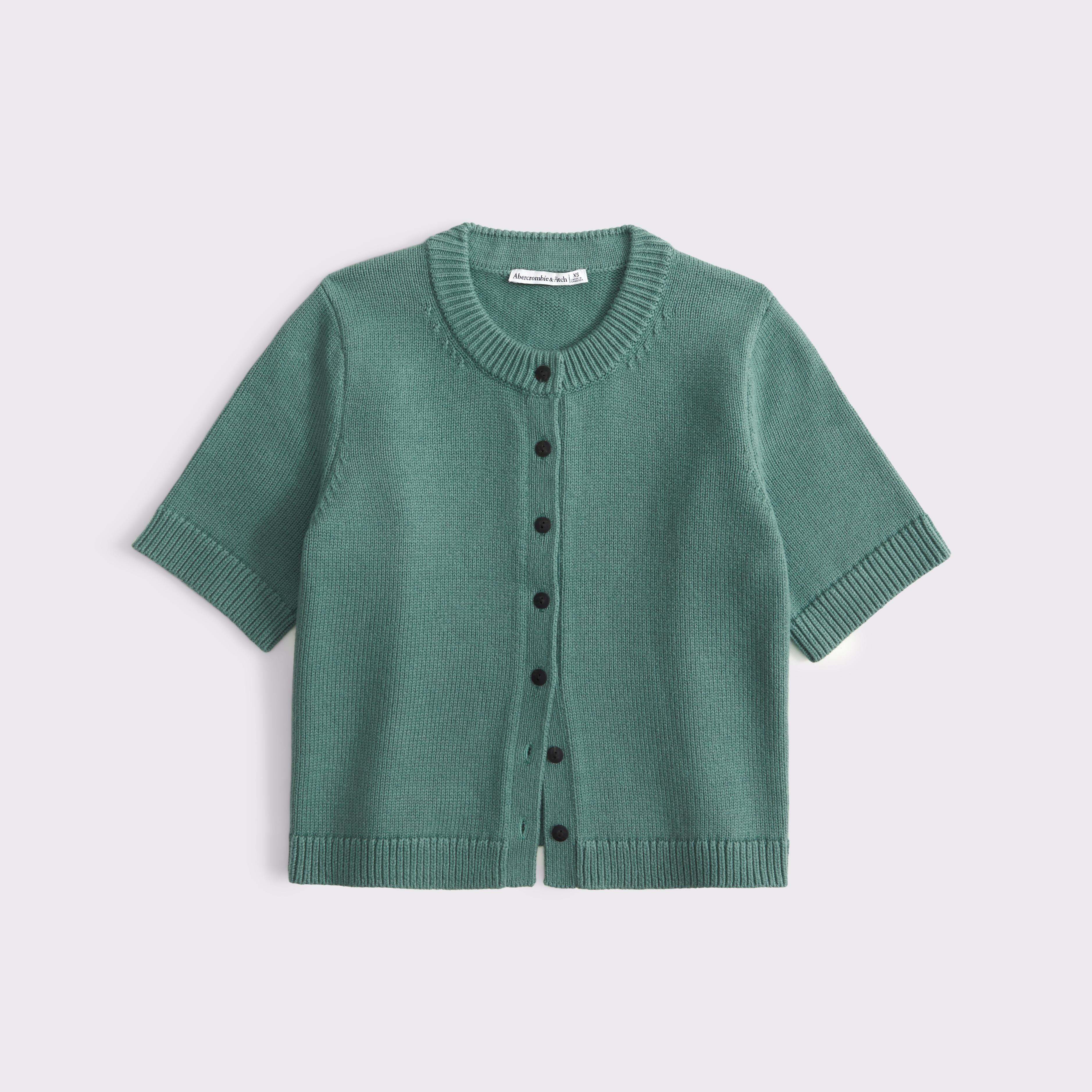 Short-Sleeve Crew Cardigan Product Image