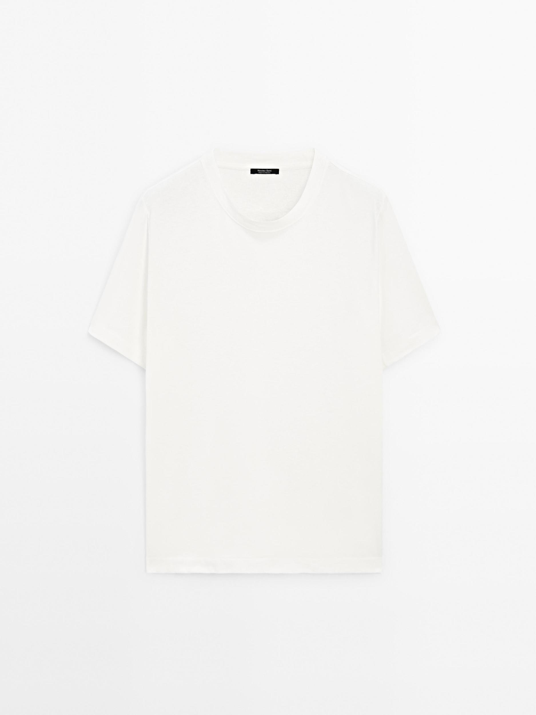 Short sleeve linen blend T-shirt Product Image