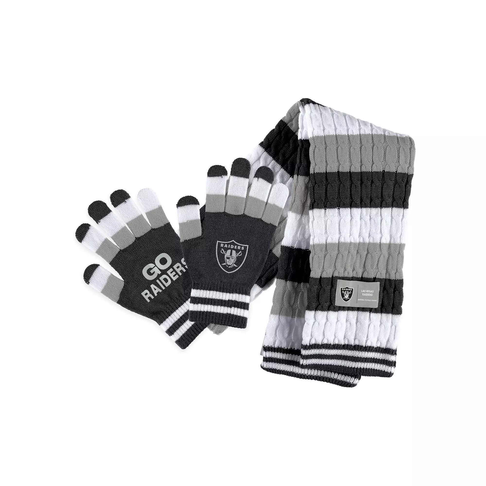 Women's WEAR by Erin Andrews Las Vegas Raiders Striped Scarf & Gloves Set, Lvr Team Product Image