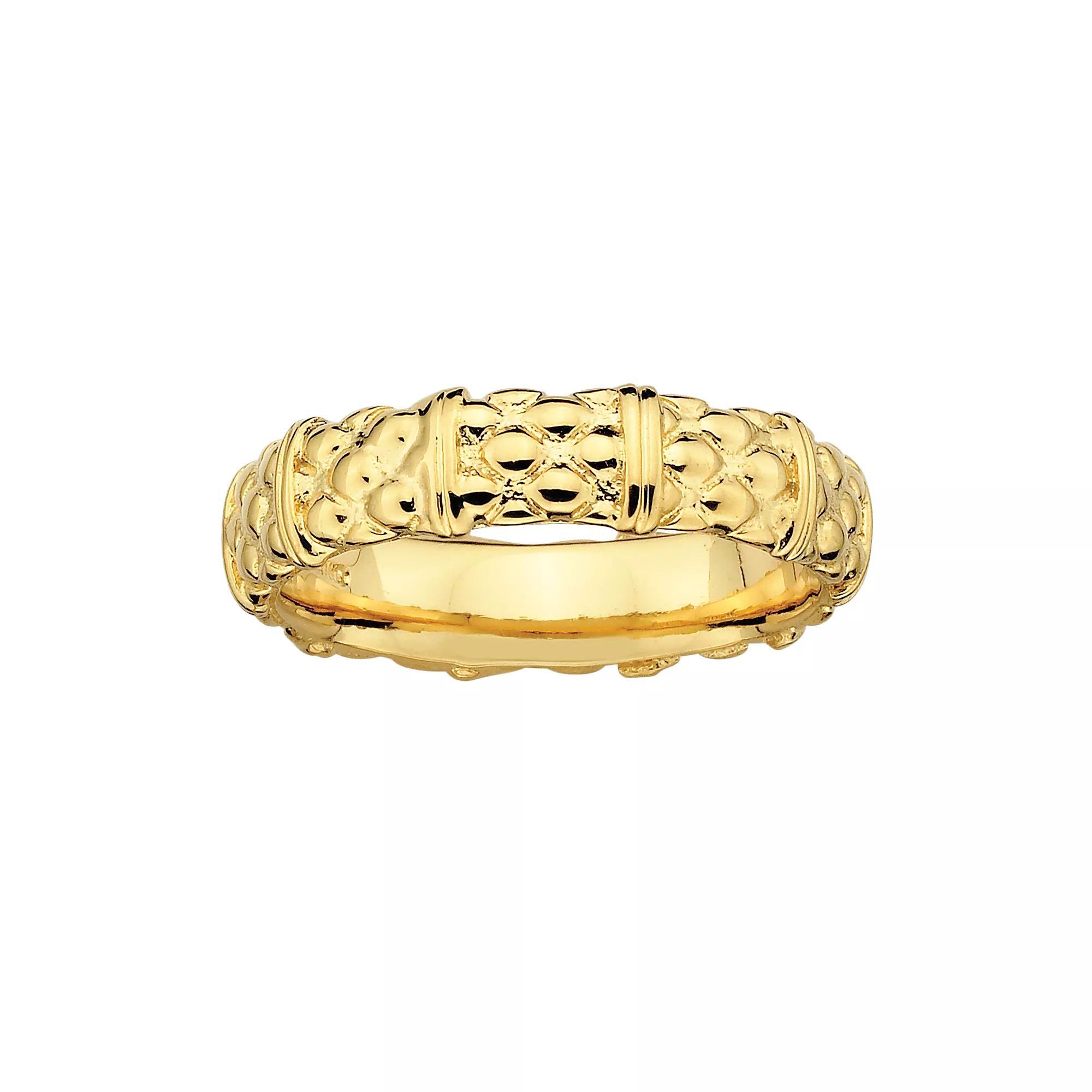 Stacks & Stones 18k Gold Over Silver Textured Stack Ring, Women's, Size: 10 Product Image