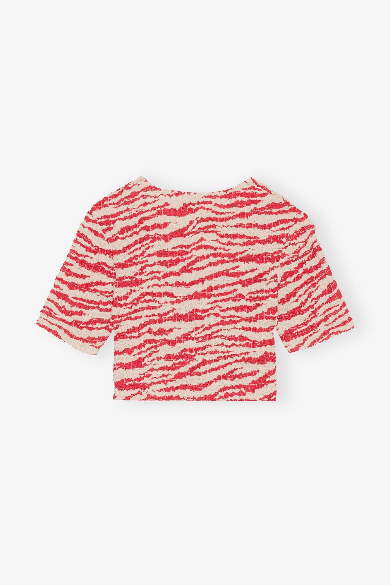 Printed Georgette Cropped Smock Blouse Product Image