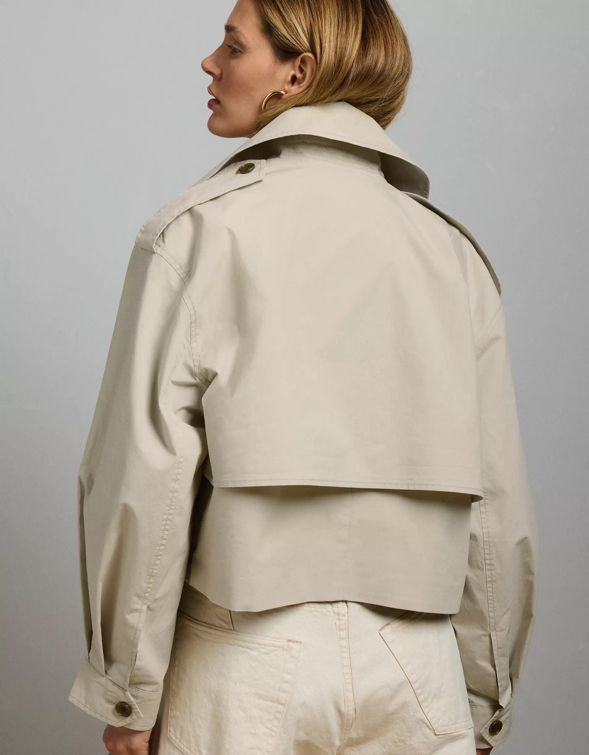AE77 Premium Cropped Utility Trench Coat Product Image