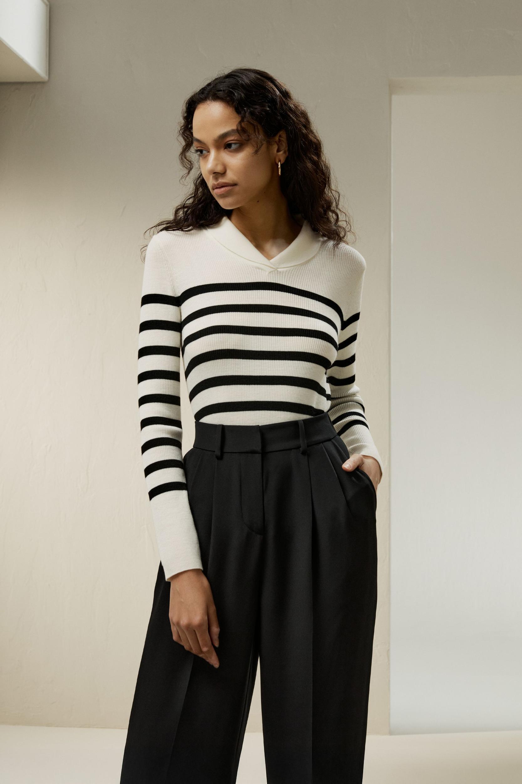 Striped Ultra-fine Merino Wool Sweater Product Image